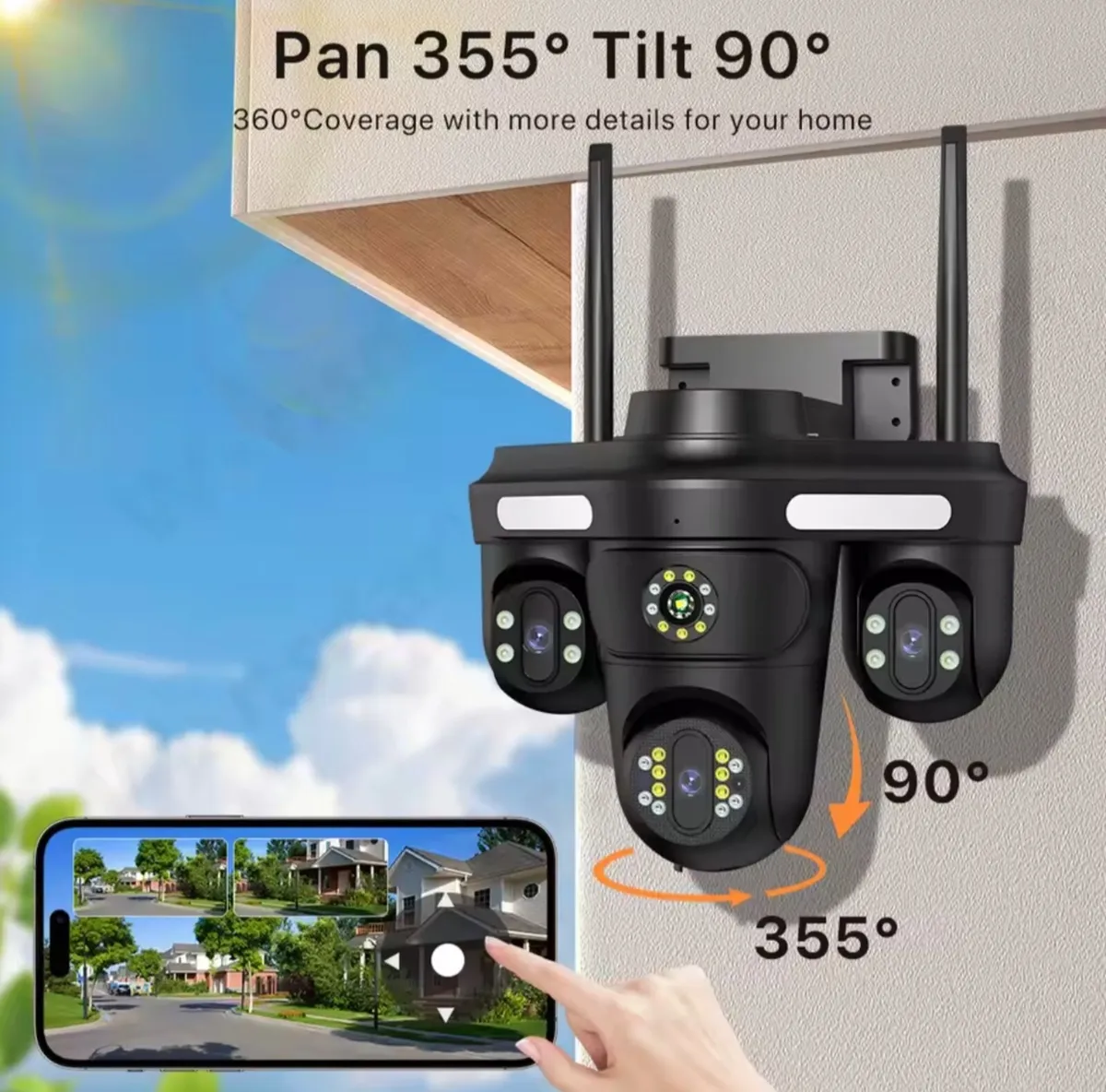 Outdoor 15MP HD Three Screen WIFI IP Camera - Image 2