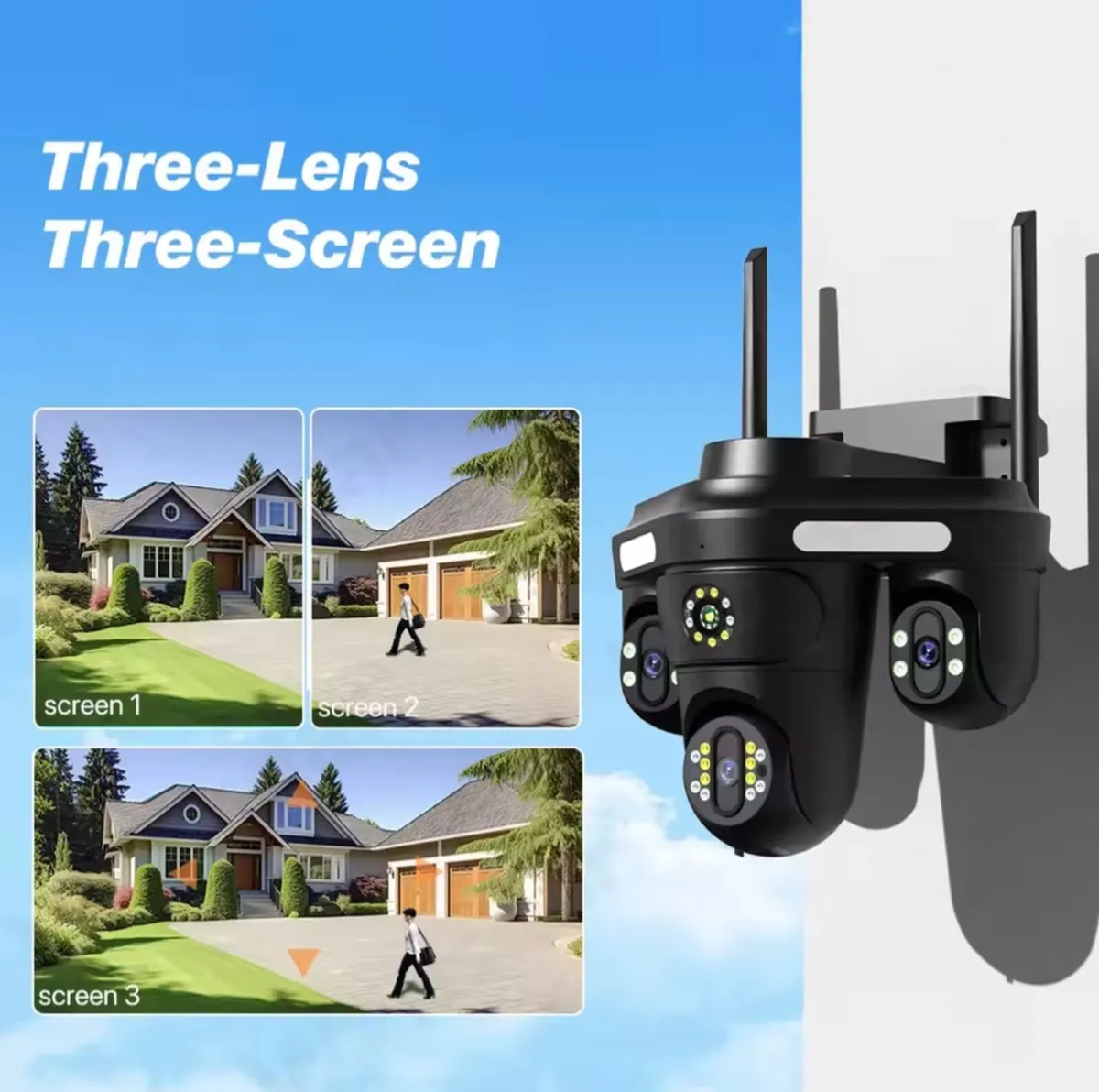 Outdoor 15MP HD Three Screen WIFI IP Camera - Image 4