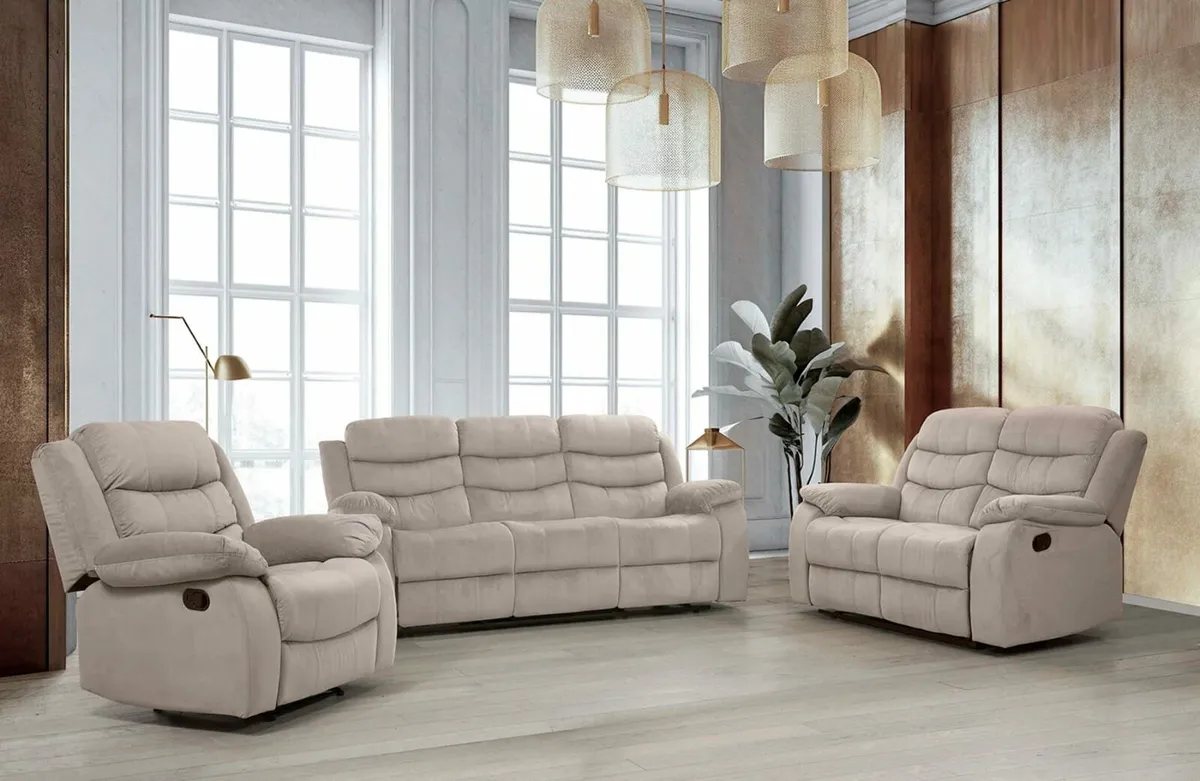 Fabric Recliner Sofa – 1, 2, 3 Seat Light Brown - Image 1