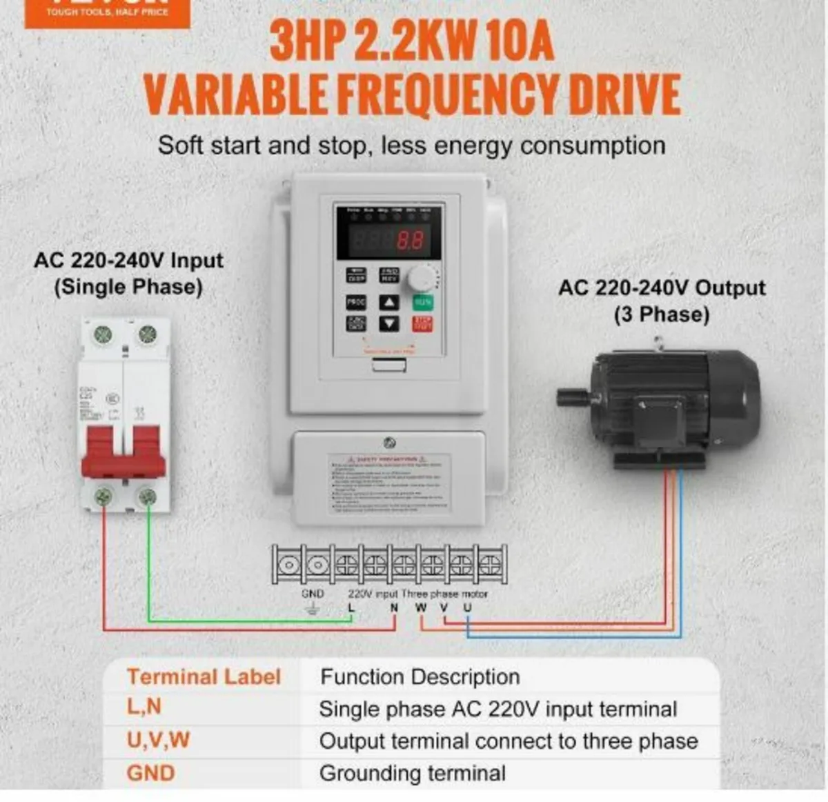 VFD 2.2KW 10A 3HP Variable Frequency - Image 2