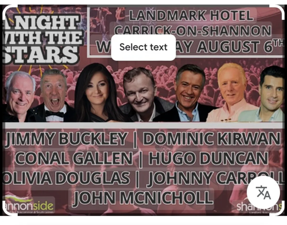 2 tickets for the night of the stars carrick