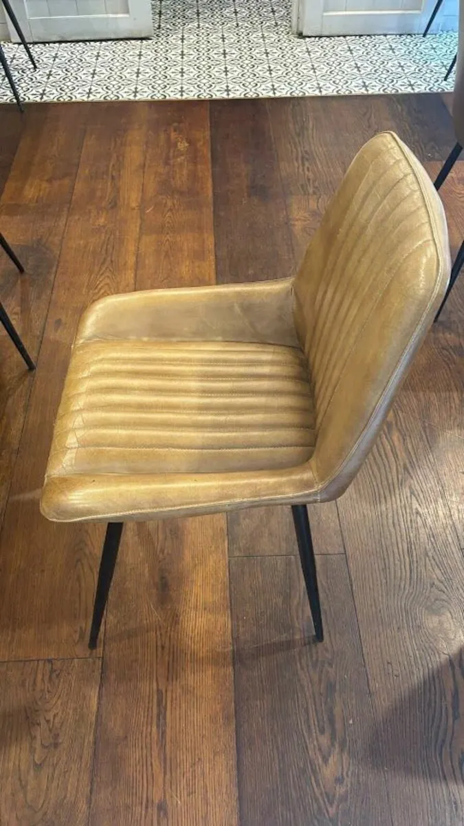 Brown Leather Dining Chair x4 - Image 1