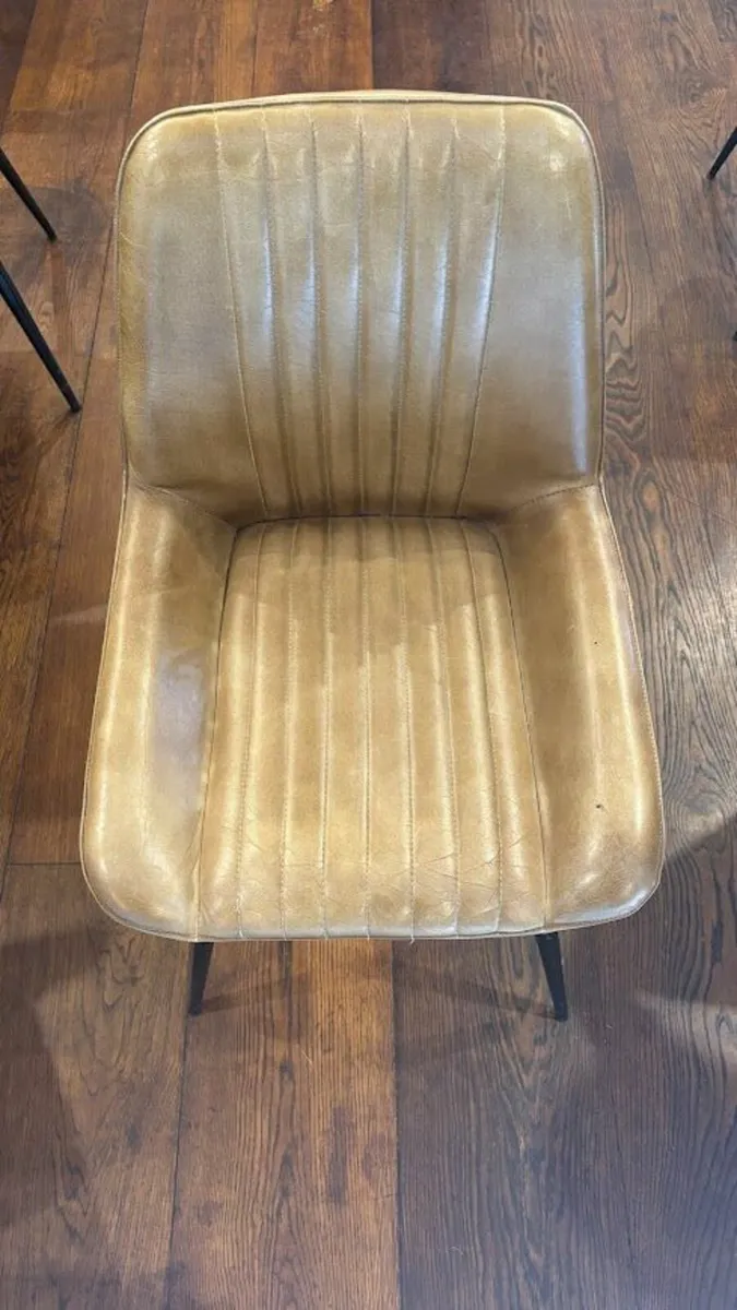 Brown Leather Dining Chair x4 - Image 3