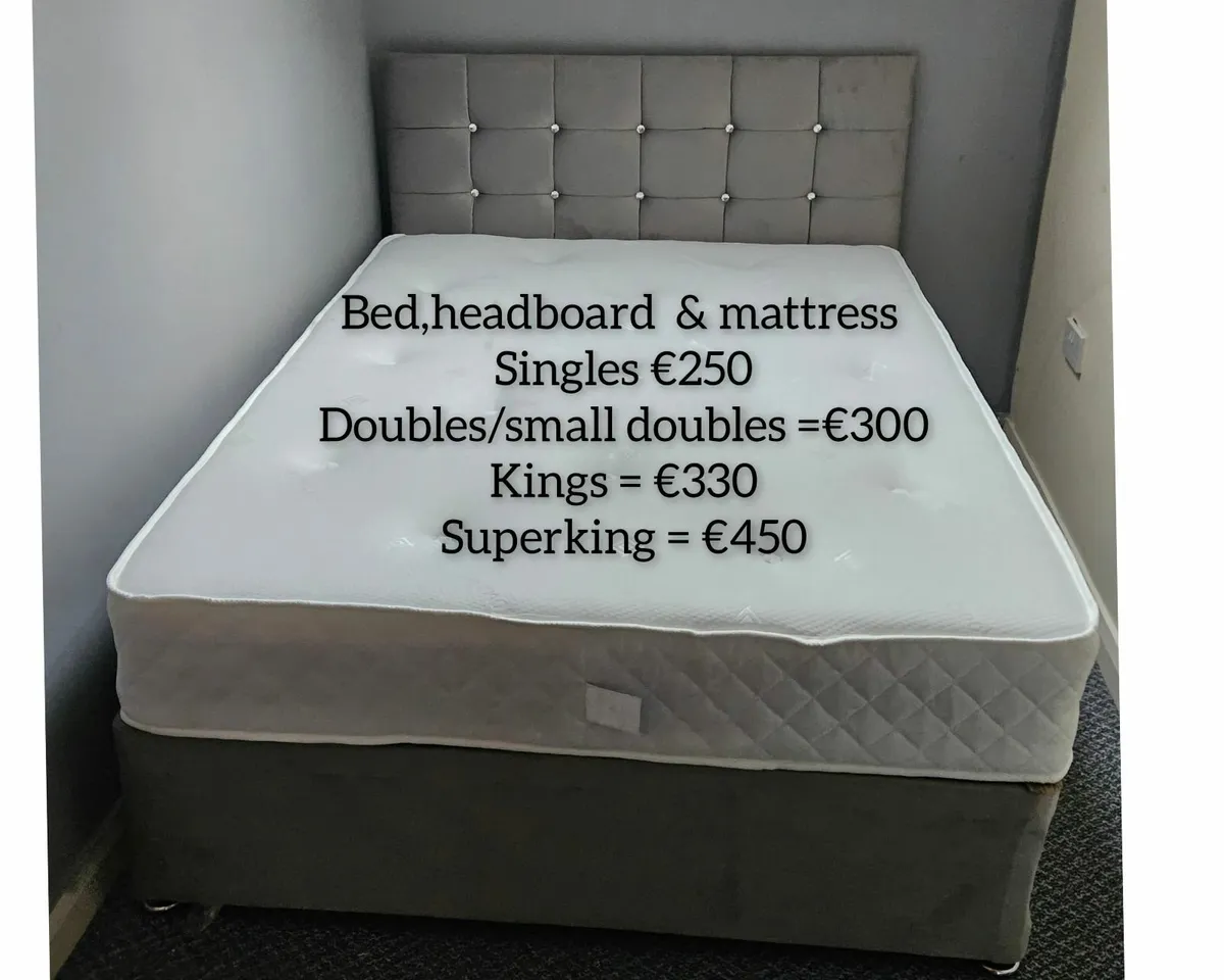 Chenille Fabric Divan Beds with Mattress - Nationw - Image 1