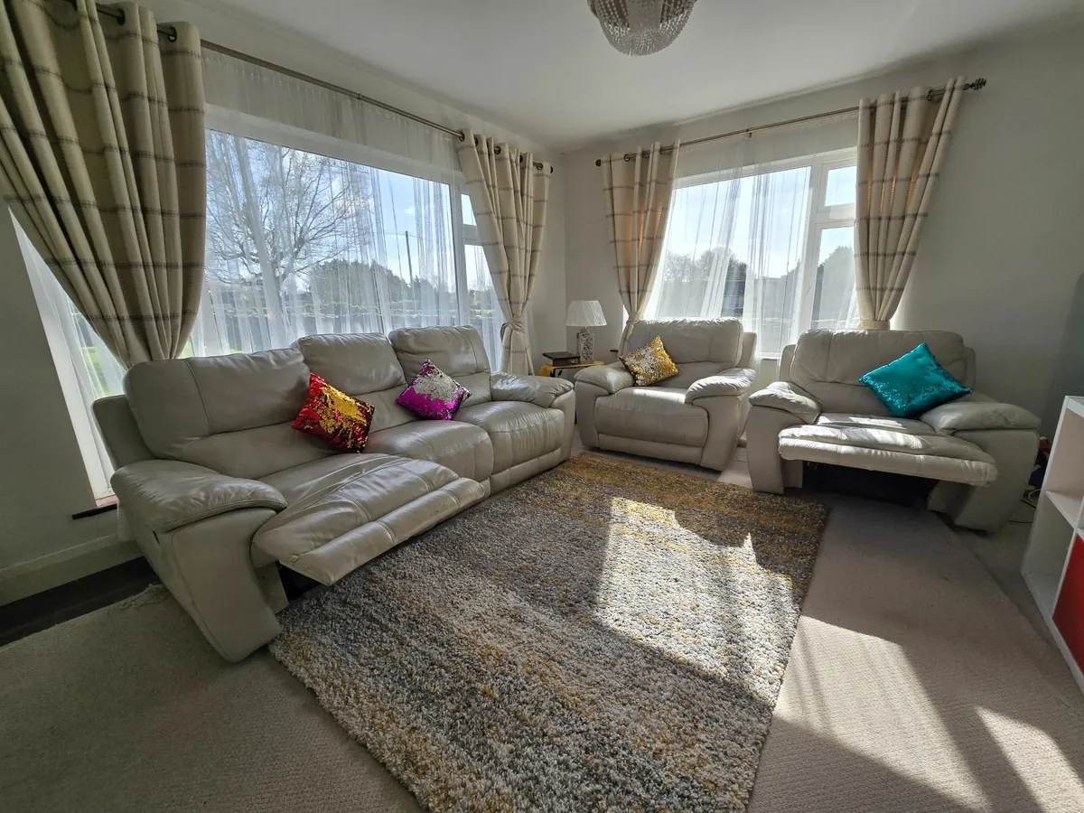 Recliner Sofa + Wooden Bed + Dining Table & Chairs - Image 3