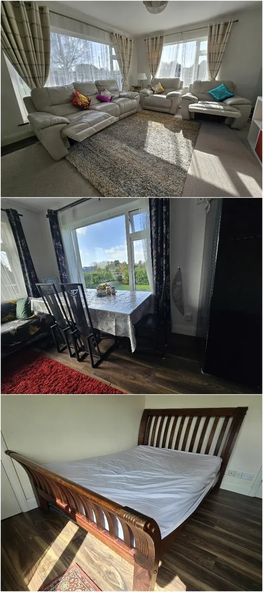 Recliner Sofa + Wooden Bed + Dining Table & Chairs - Image 1