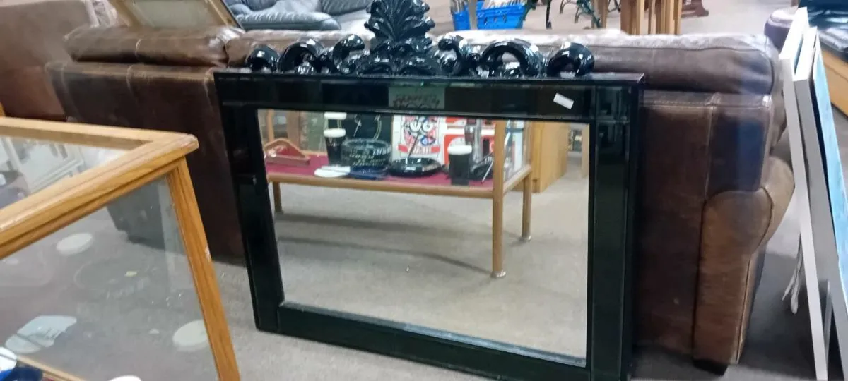 Large Decorative Black Framed Mirror - Image 1