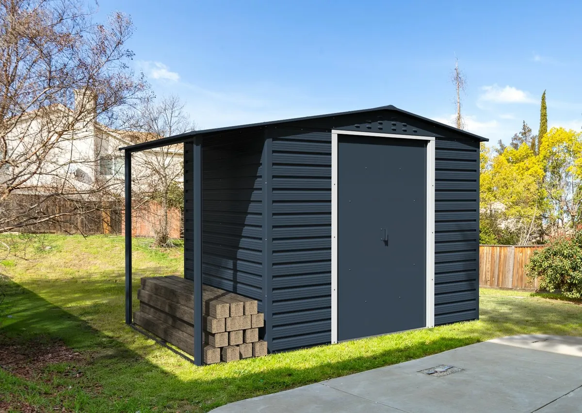 Alpine 8x6 Steel Sheds with Optional Side Canopy - Image 1