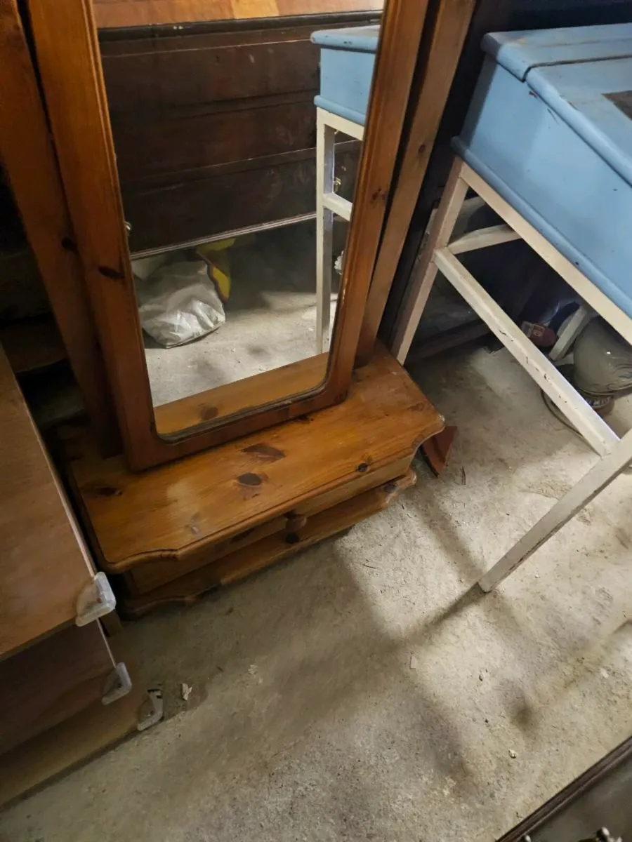 Pine Free Standing Mirror with Drawer - Image 2