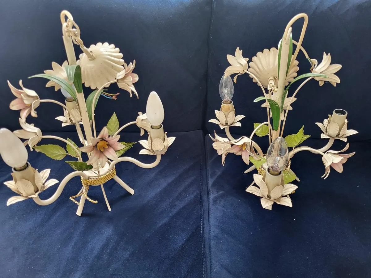 Vintage French Toleware Chandelier Lights - Image 1
