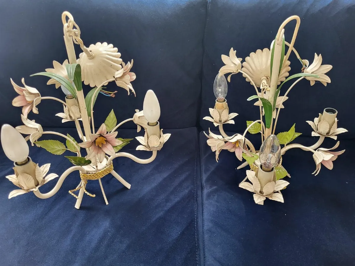 Vintage French Toleware Chandelier Lights - Image 2