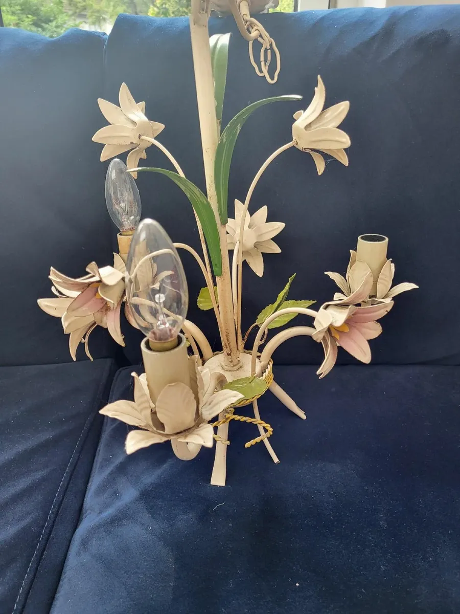 Vintage French Toleware Chandelier Lights - Image 4