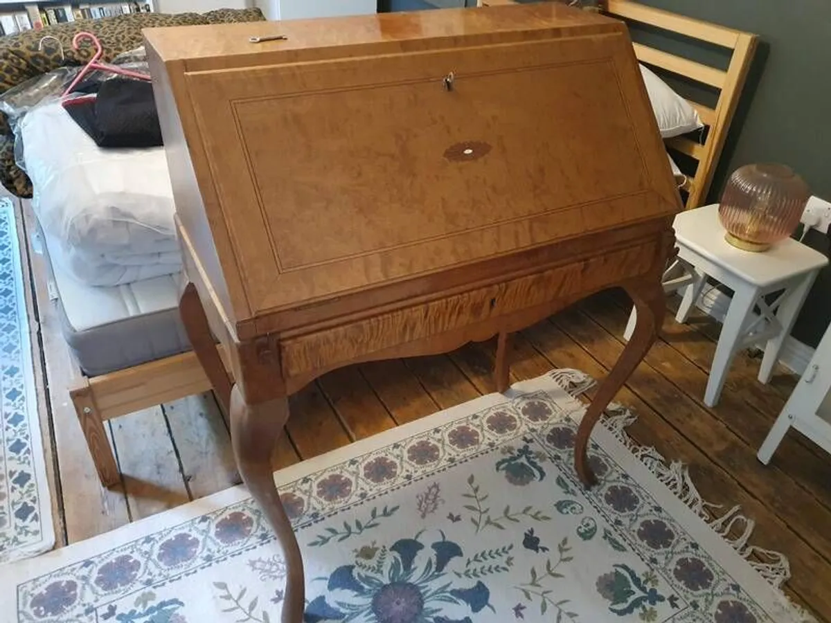 Vintage Swedish Modern Writing Desk/Secretary - Mid Century Birch - Image 1