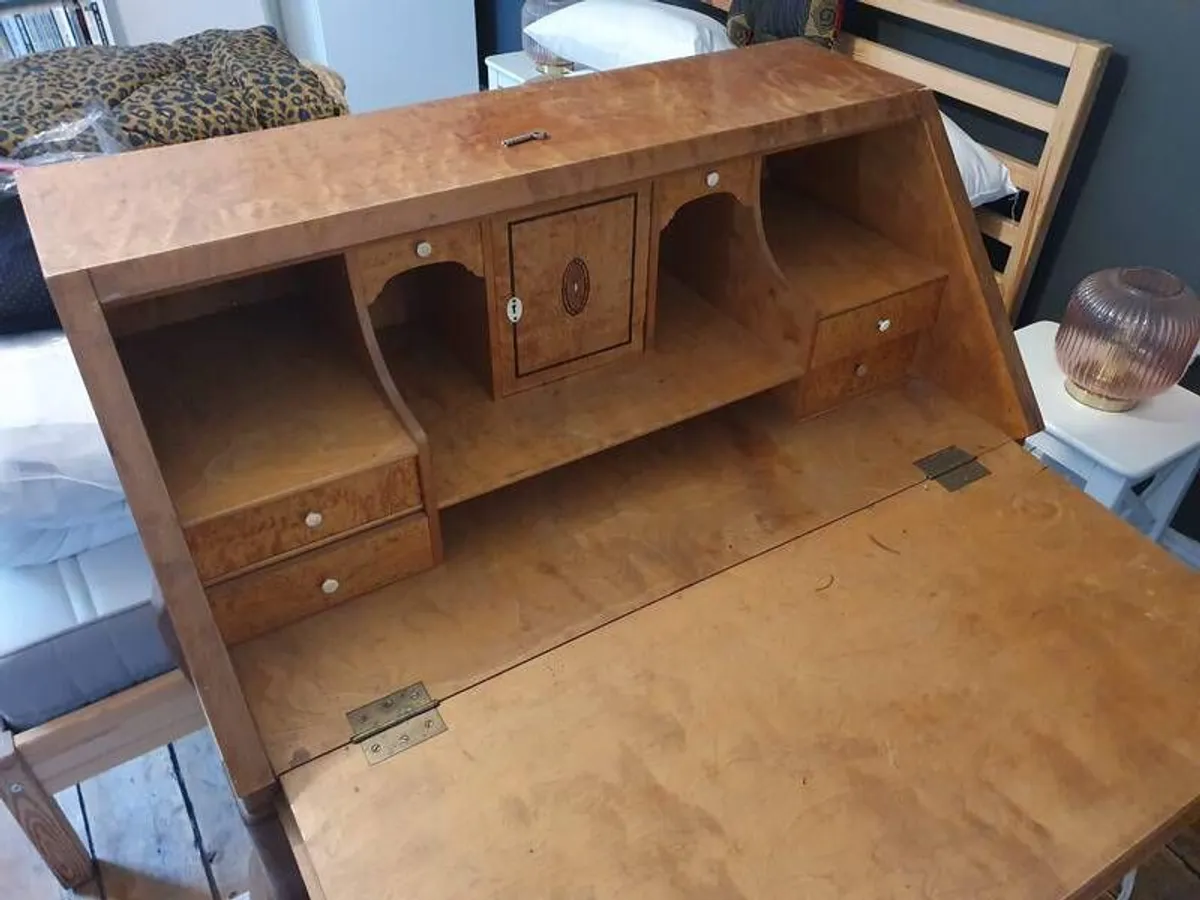 Vintage Swedish Modern Writing Desk/Secretary - Mid Century Birch - Image 3