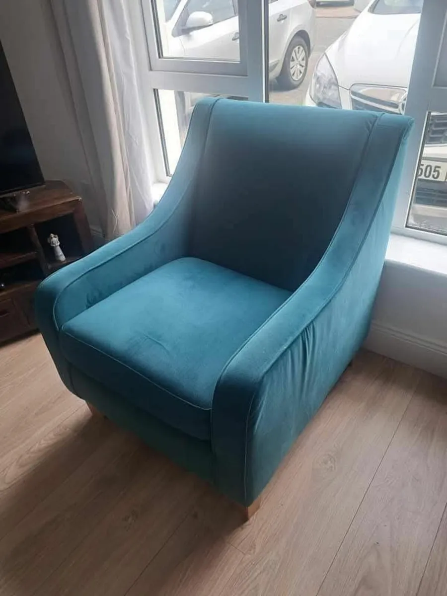 Teal velvet chair - Image 2