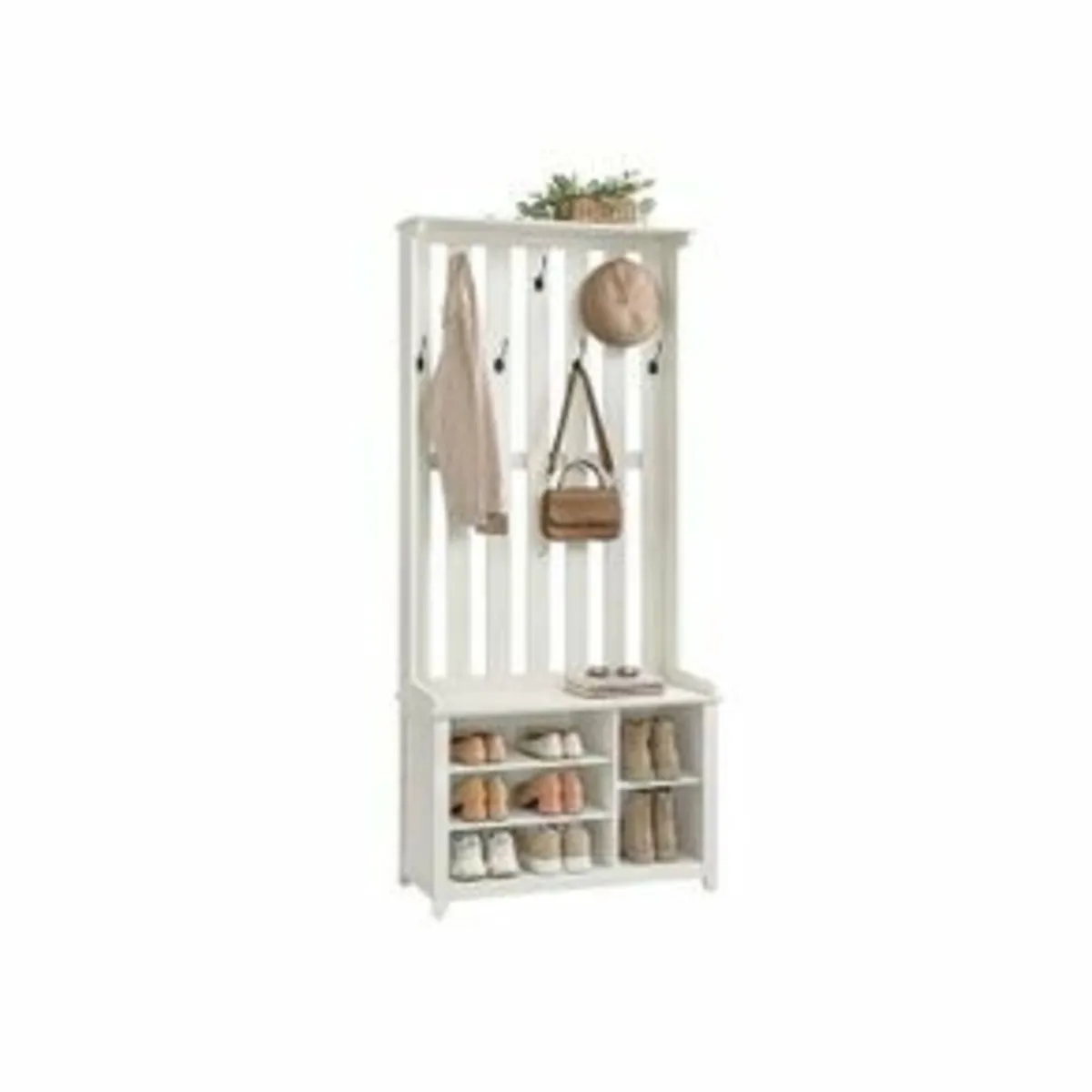 Coat rack with shelf and 7 double hooks vintage co - Image 1
