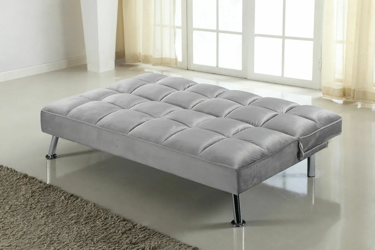 Grey velvet Folding 3 Seater Sofa 180cm - Image 2