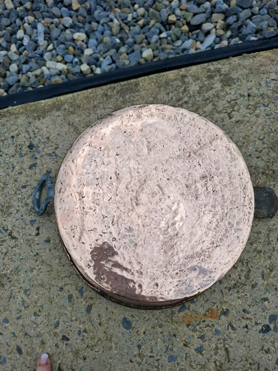 Antique Hammered Copper Pan - Image 1