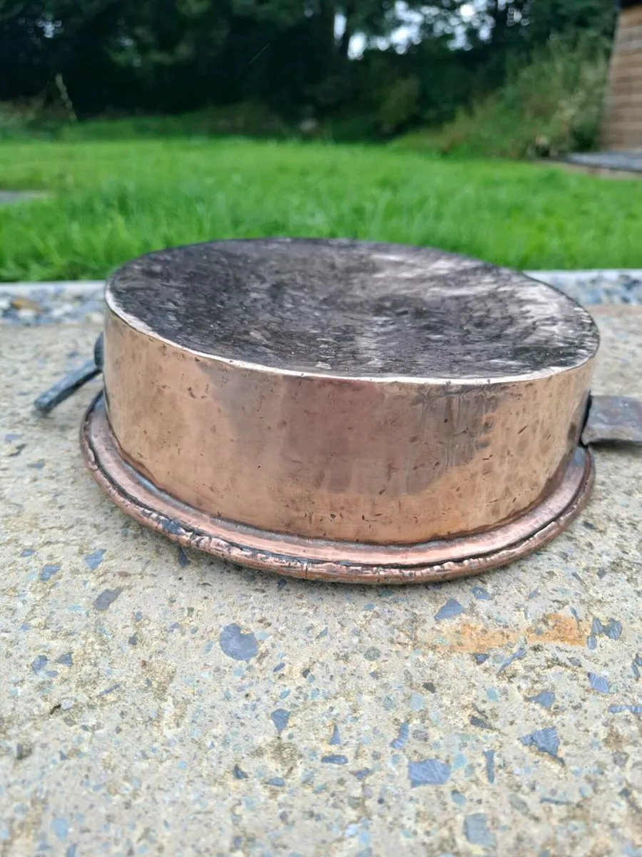 Antique Hammered Copper Pan - Image 2