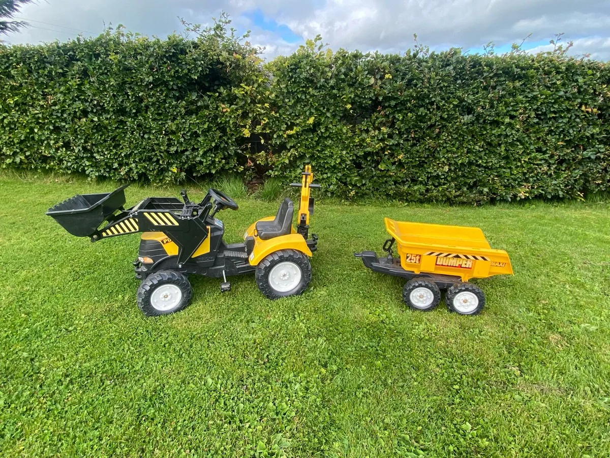 Kids Ride On Digger With Trailer - Image 1