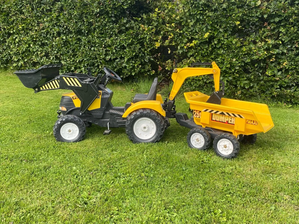 Kids Ride On Digger With Trailer - Image 2