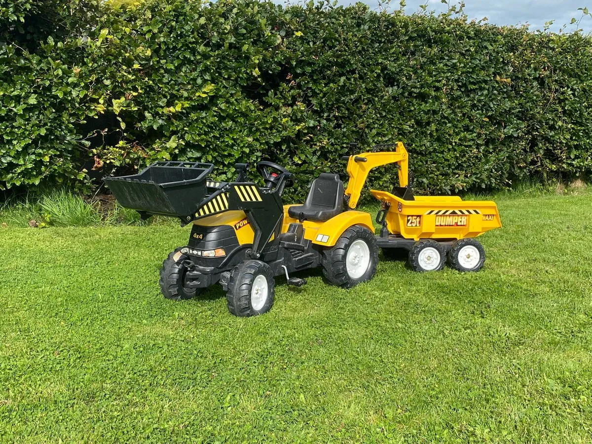 Kids Ride On Digger With Trailer - Image 3
