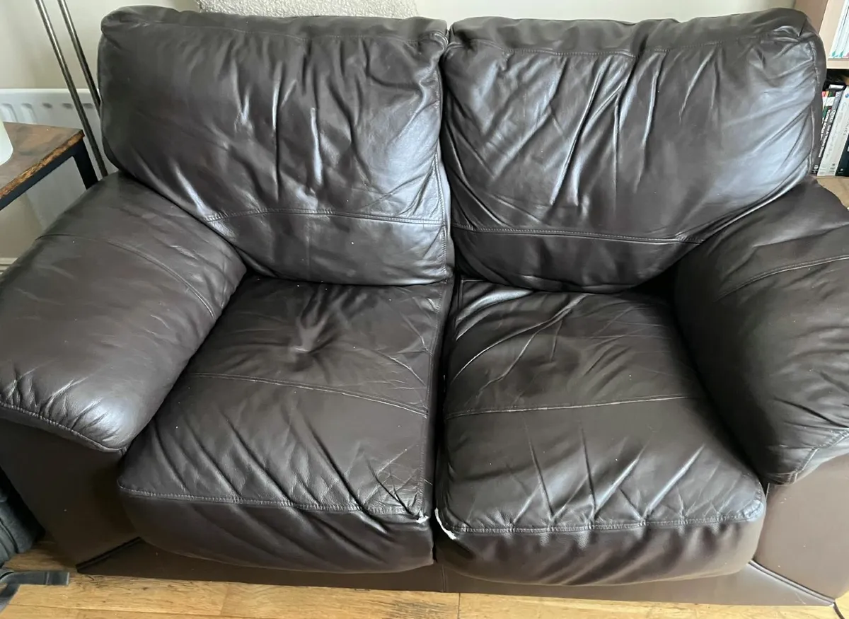 2-seater leather sofa - Image 1