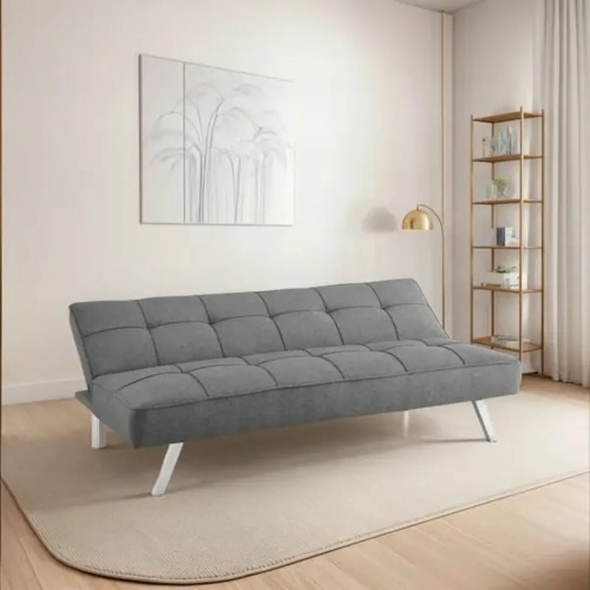 Dark grey fabric Folding 3 Seater Sofa 180cm - Image 1