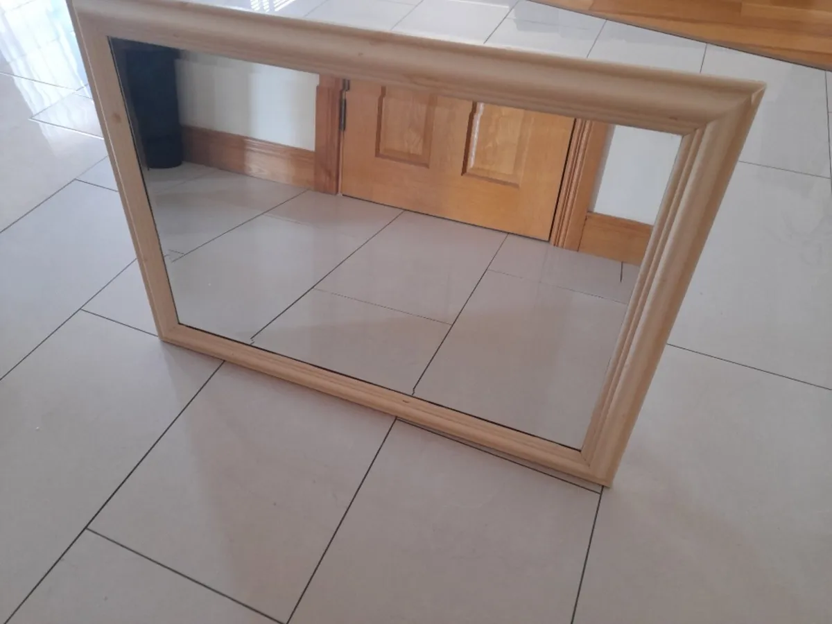 Large Antique Cream Bevilled Mirror