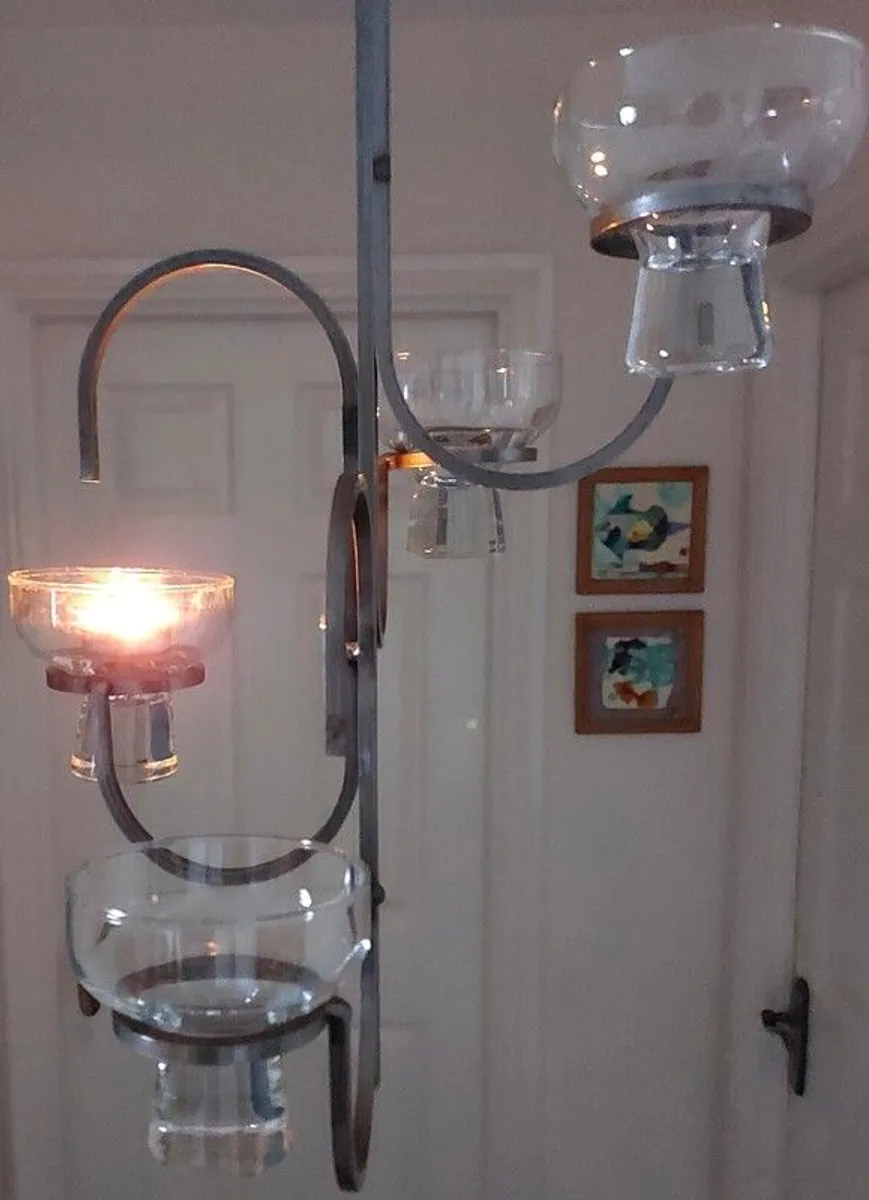 Vintage Wrought Iron Chandelier Candleholder - Image 4