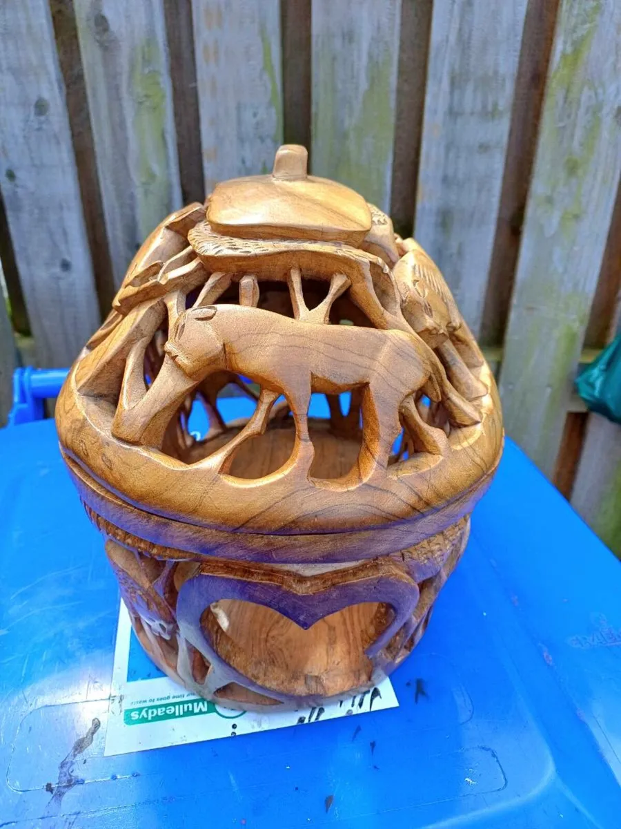 Vintage Handcarved Fruit Basket - Image 2