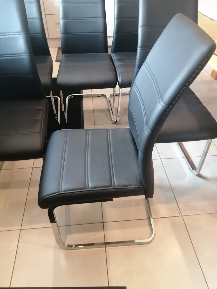 Black Leather chairs x6 - Image 2