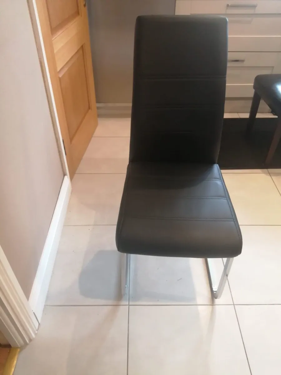 Black Leather chairs x6 - Image 3