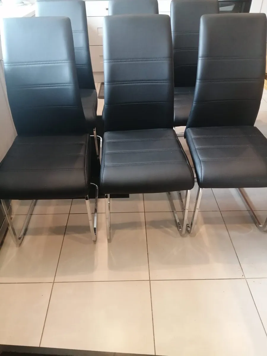 Black Leather chairs x6 - Image 1