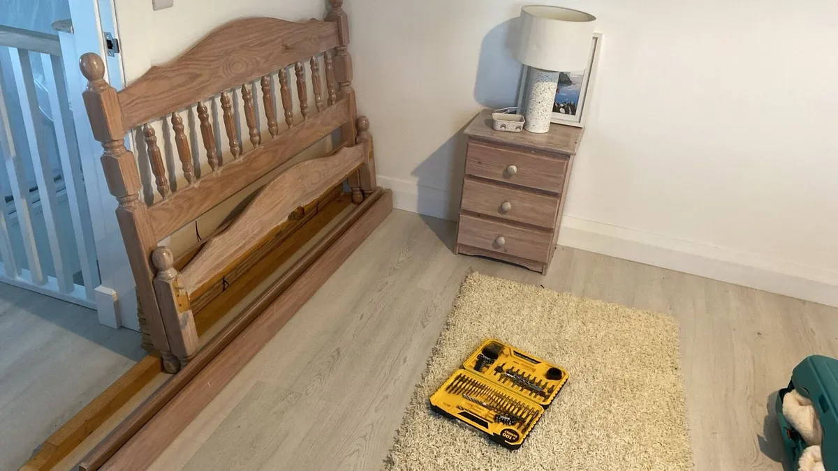 Double bed frame and bedside locker - Image 2