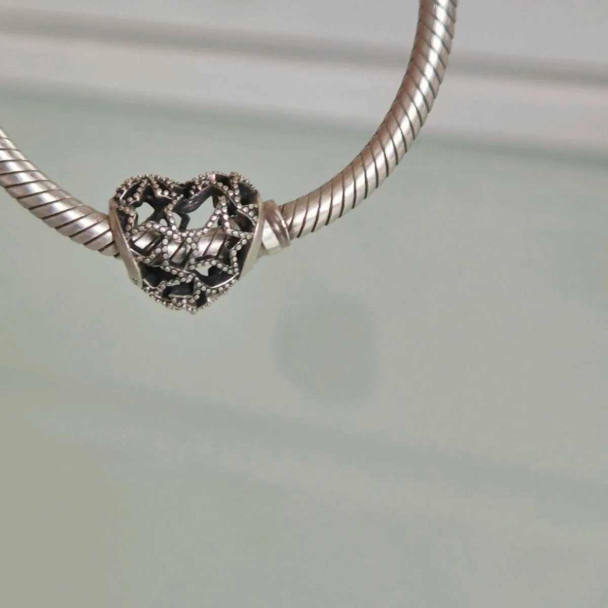 Pandora charm heart and beaded stars perfect condi - Image 1