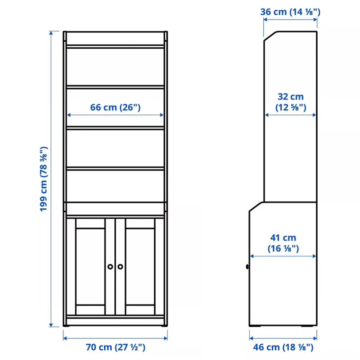 High cabinet with 2 drawers (bookcase) - Image 4