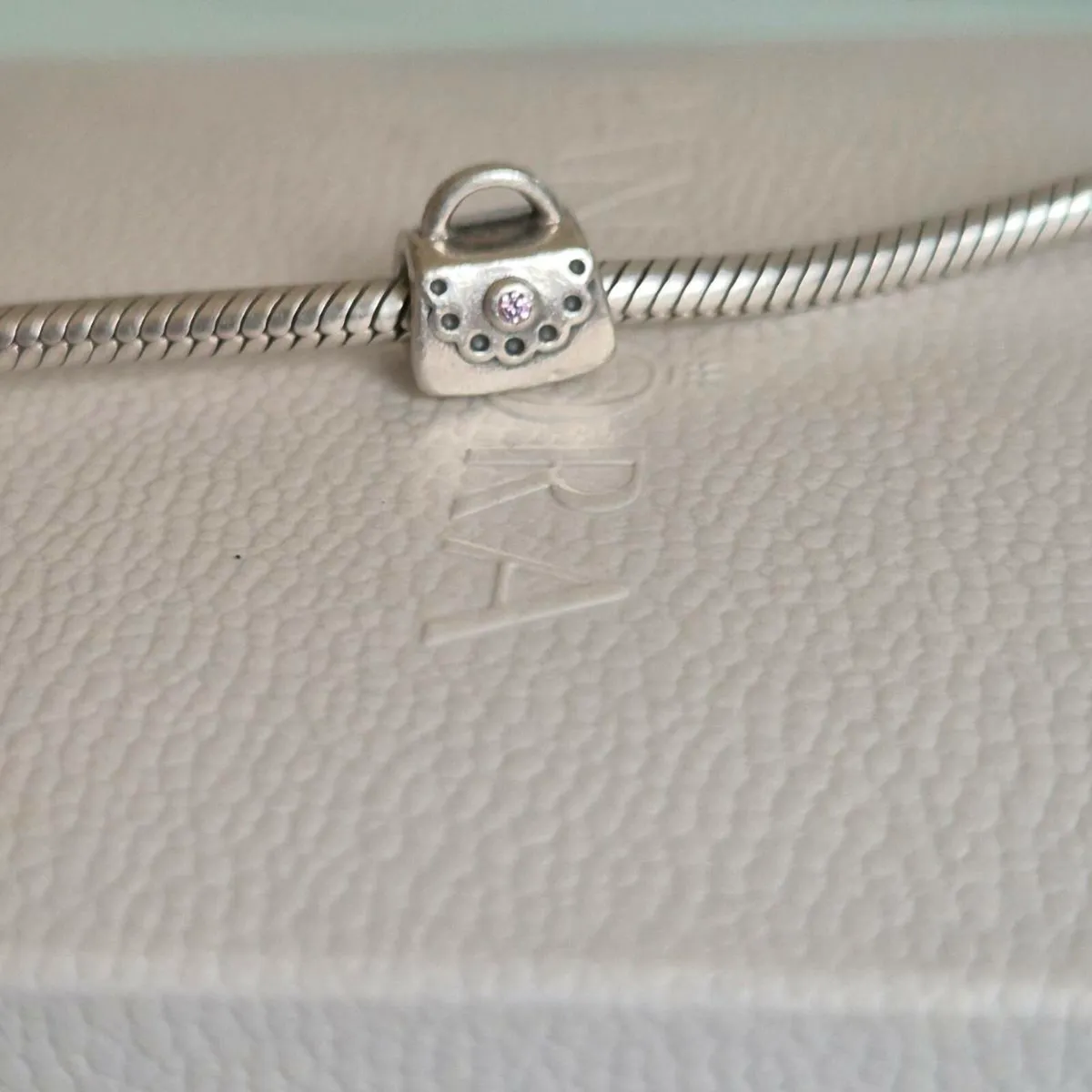 Pandora charm bag with stone pink in great used co - Image 2