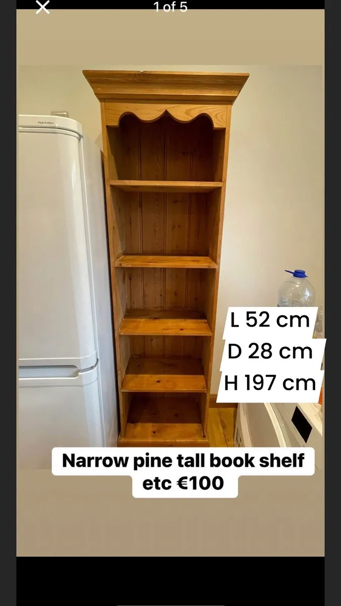 3 book shelf’s narrow shelving units - Image 1