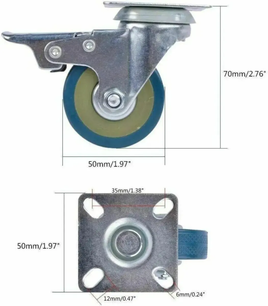 Castor Wheels 50mm with Screws Heavy Duty 200KG - Image 2