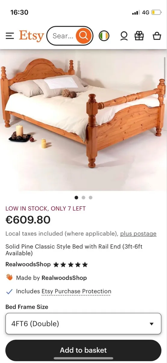Double bed frame 4,6 ft - Image 2