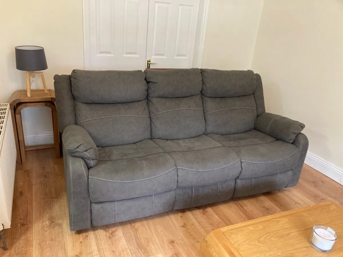 Grey, 3 seater recliner couch, with armchair - Image 1