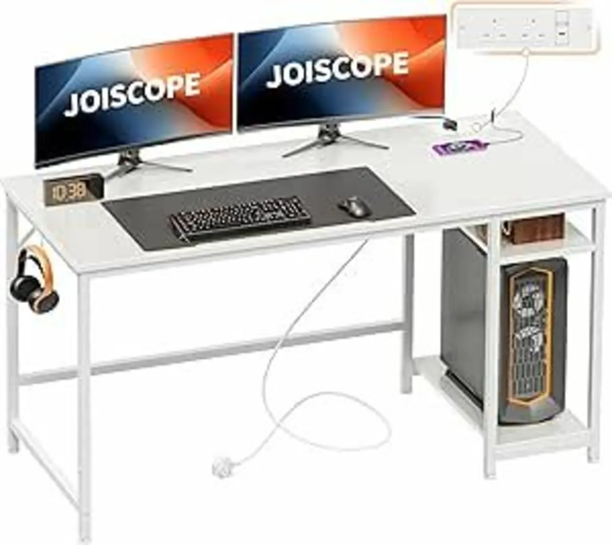 Computer Office Desk Outlets White table 140x50cm - Image 2