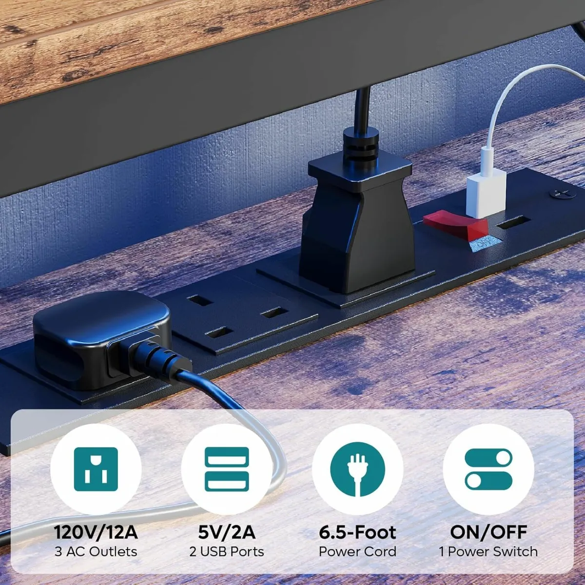 181cm L Shaped Corner Desk Office Power Outlet - Image 3