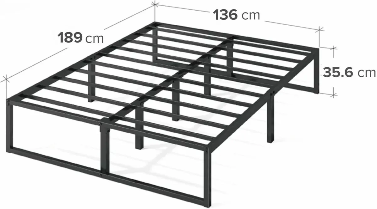 Double Bed frame 135x190 cm Underbed Storage Black - Image 2