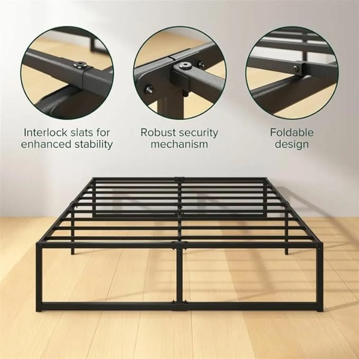 Double Bed frame 135x190 cm Underbed Storage Black - Image 3