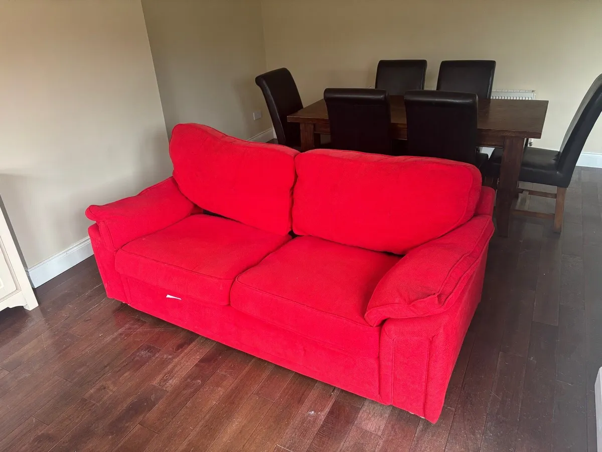 2 X Red two seater couch - Image 1