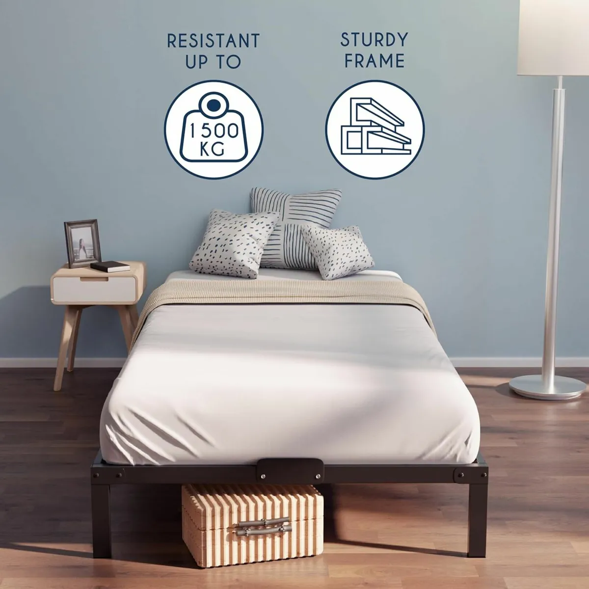 Metal Single Bed Frame 90x190 Storage 35cm Storage - Image 1