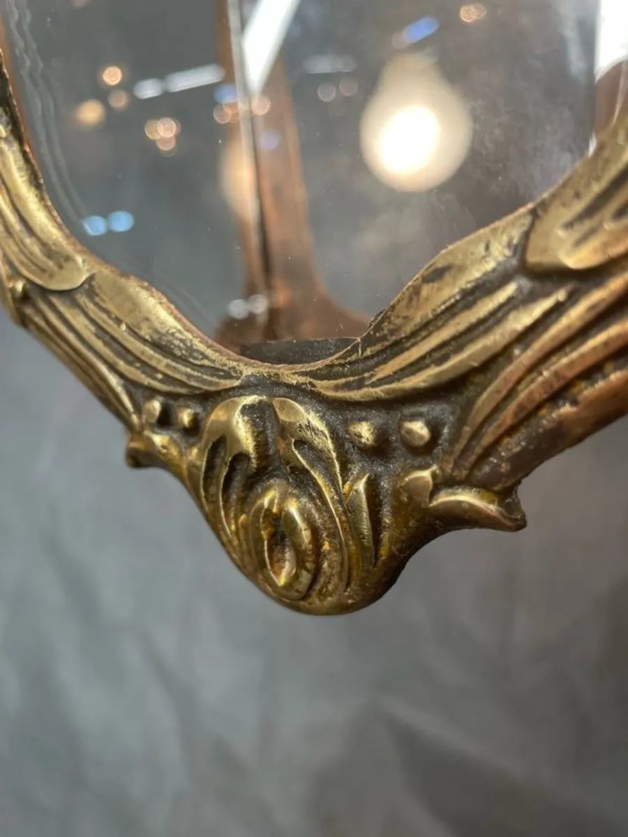 Elegant French Brass Lantern with Cut Glass Panels. - Image 3