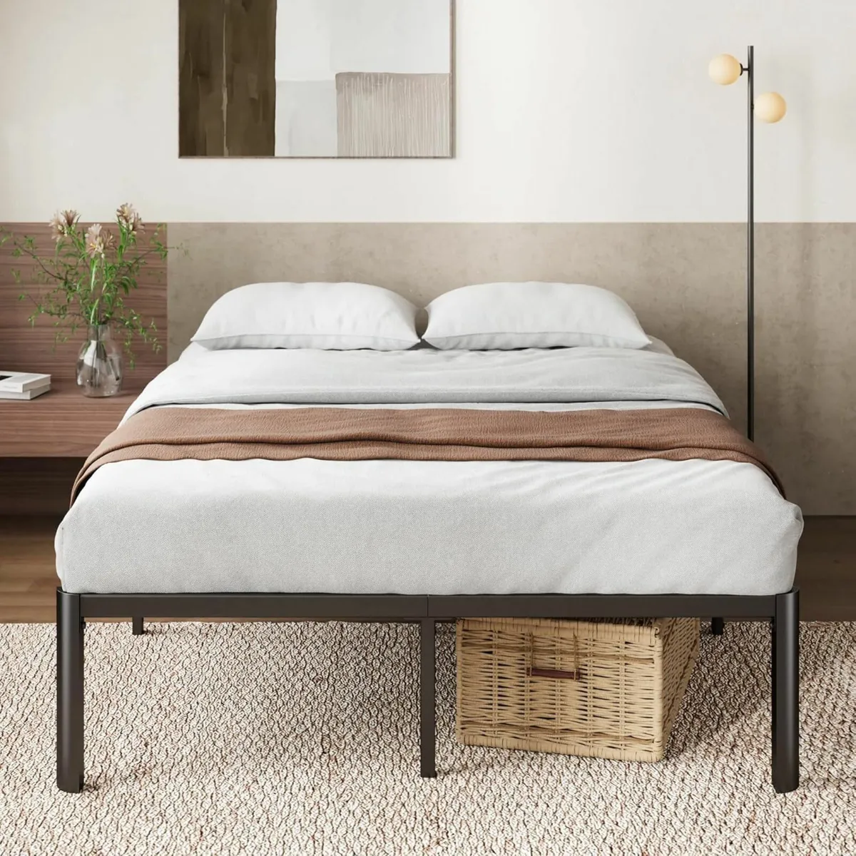 Double Bed frame 135x190 cm  storage slat support - Image 1